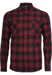 URBAN CLASSICS T-Shirt Urban Classics Herren Checked Flanell Shirt Dunkelrot/Braun/Rot/Bordeaux