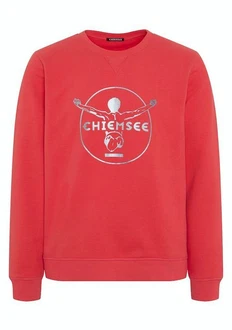 Chiemsee Sweatshirt im Label-Look Rot/Rosa/Dunkelrot