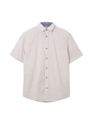 TOM TAILOR Kurzarmhemd PRINTED Weiß/Creme/Beige/Khaki