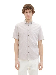TOM TAILOR Kurzarmhemd PRINTED Weiß/Creme/Beige/Khaki