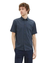 TOM TAILOR Kurzarmhemd PRINTED Dunkelblau/Hellblau/Grau/Blau