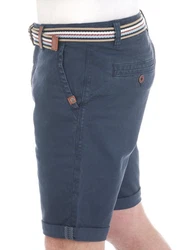 riverso Herren Chino Shorts RIVKlaas Regular Fit Gürtel Bermuda Kurze Hose (19400) Dunkelblau/Hellblau/Blau/Rot