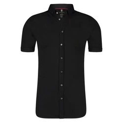 DESOTO Kurzarmhemd Modern BD mit Button-Down-Kragen Schwarz