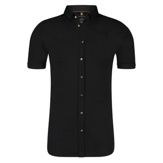 DESOTO Kurzarmhemd Modern BD mit Button-Down-Kragen Schwarz