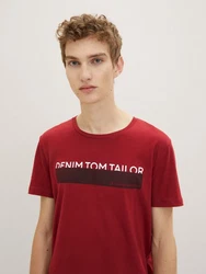 TOM TAILOR Denim T-Shirt mit Print Dreierpack Rot/Dunkelrot/Dunkelgrün/Khaki