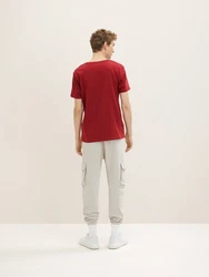 TOM TAILOR Denim T-Shirt mit Print Dreierpack Rot/Dunkelrot/Dunkelgrün/Khaki