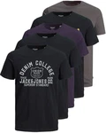 Jack & Jones Print-Shirt (5er-Pack) T-Shirts mit Aufdruck Lila/Dunkelgrau/Schwarz/Dunkelblau Jack & Jones Print-Shirt (5er-Pack) T-Shirts mit Aufdruck Lila/Dunkelgrau/Schwarz/Dunkelblau