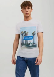 Jack & Jones Rundhalsshirt JJGEM TEE SS CREW NECK Blau/Gold/Grau/Weiß