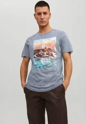 Jack & Jones Rundhalsshirt JJGEM TEE SS CREW NECK Blau/Grau/Hellblau