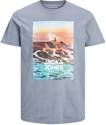 Jack & Jones Rundhalsshirt JJGEM TEE SS CREW NECK Blau/Grau/Hellblau