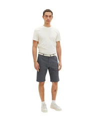 TOM TAILOR Shorts Slim Chino Bermuda With Belt Dunkelblau/Grau