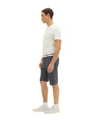 TOM TAILOR Shorts Slim Chino Bermuda With Belt Dunkelblau/Grau