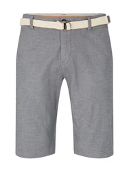 TOM TAILOR Shorts Slim Chino Bermuda With Belt Grau/Hellgrau/Dunkelblau