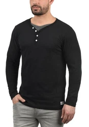 Solid Doriano Herren Longsleeve Langarmshirt mit Grandad-Ausschnitt 