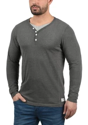 Solid Doriano Herren Longsleeve Langarmshirt mit Grandad-Ausschnitt 