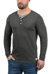 Solid Doriano Herren Longsleeve Langarmshirt mit Grandad-Ausschnitt 