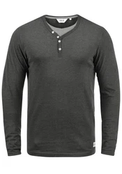 Solid Doriano Herren Longsleeve Langarmshirt mit Grandad-Ausschnitt 