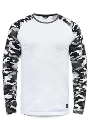 !Solid Rundhalsshirt SDCajus Longsleeve im Baseball-Look