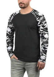 !Solid Rundhalsshirt SDCajus Longsleeve Baseball-Look