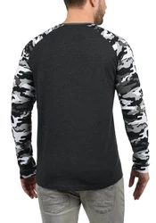 !Solid Rundhalsshirt SDCajus Longsleeve Baseball-Look