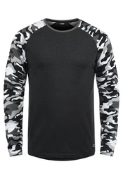 !Solid Rundhalsshirt SDCajus Longsleeve Baseball-Look