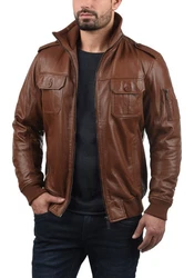 !Solid Lederjacke SDFamash Bikerjacke Braun/Dunkelbraun