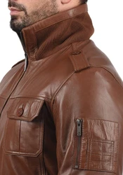 !Solid Lederjacke SDFamash Bikerjacke Braun/Dunkelbraun