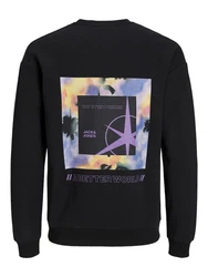 Jack & Jones Longsweatshirt JCOFILO SUMMER SWEAT CREW NECK Dunkelblau/Lila/Schwarz