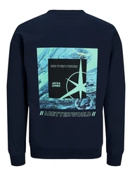Jack & Jones Longsweatshirt JCOFILO SUMMER SWEAT CREW NECK Dunkelblau/Blau/Hellblau