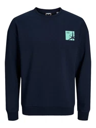 Jack & Jones Longsweatshirt JCOFILO SUMMER SWEAT CREW NECK Dunkelblau/Blau/Hellblau