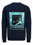 Jack & Jones Longsweatshirt JCOFILO SUMMER SWEAT CREW NECK Dunkelblau/Blau/Hellblau
