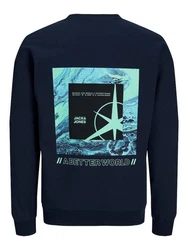 Jack & Jones Longsweatshirt JCOFILO SUMMER SWEAT CREW NECK Dunkelblau/Blau/Hellblau