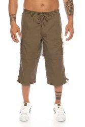 Kendindza Collection Cargobermudas Cargo Taschen Abnehmbare Beine Herren (Bermudas) Khaki/Dunkelgrün
