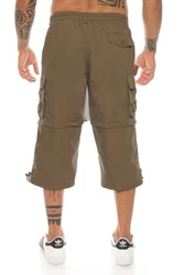 Kendindza Collection Cargobermudas Cargo Taschen Abnehmbare Beine Herren (Bermudas) Khaki/Dunkelgrün