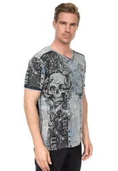 Rusty Neal T-Shirt mit Allover-Print Grau/Hellgrau