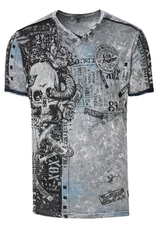 Rusty Neal T-Shirt mit Allover-Print Grau/Hellgrau