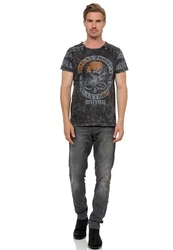 Rusty Neal T-Shirt mit Markenprint Dunkelgrau/Grau