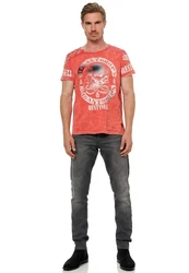 Rusty Neal T-Shirt mit Markenprint Rot/Dunkelrot