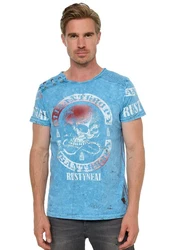 Rusty Neal T-Shirt mit Markenprint Blau/Hellblau