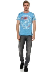 Rusty Neal T-Shirt mit Markenprint Blau/Hellblau