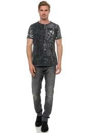 T-Shirt im Used-Look mit Allover-Print
