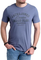 Jack & Jones Print-Shirt (5er-Pack) T-Shirts mit Aufdruck Blau/Dunkelblau/Grau