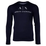 ARMANI EXCHANGE T-Shirt Herren Langarmshirt - Longsleeve Rundhals Logo Dunkelblau/Blau