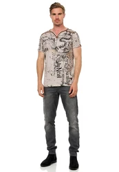 Rusty Neal T-Shirt Beige/Braun/Silber