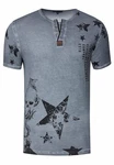 Rusty Neal T-Shirt mit Skull-Print Grau/Dunkelblau/Blau
