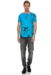 Rusty Neal T-Shirt mit Skull-Print Blau/Türkis