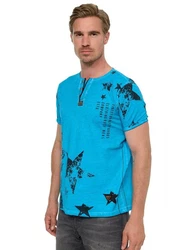 Rusty Neal T-Shirt mit Skull-Print Blau/Türkis