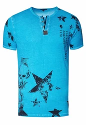 Rusty Neal T-Shirt mit Skull-Print Blau/Türkis