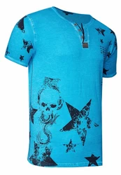Rusty Neal T-Shirt mit Skull-Print Blau/Türkis