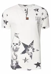 Rusty Neal T-Shirt mit Skull-Print Weiß/Creme/Dunkelblau/Lila